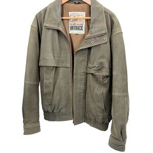 New Zealand Outback Mens L Genuine Leather Brown Jacket Safari Coat Vintage